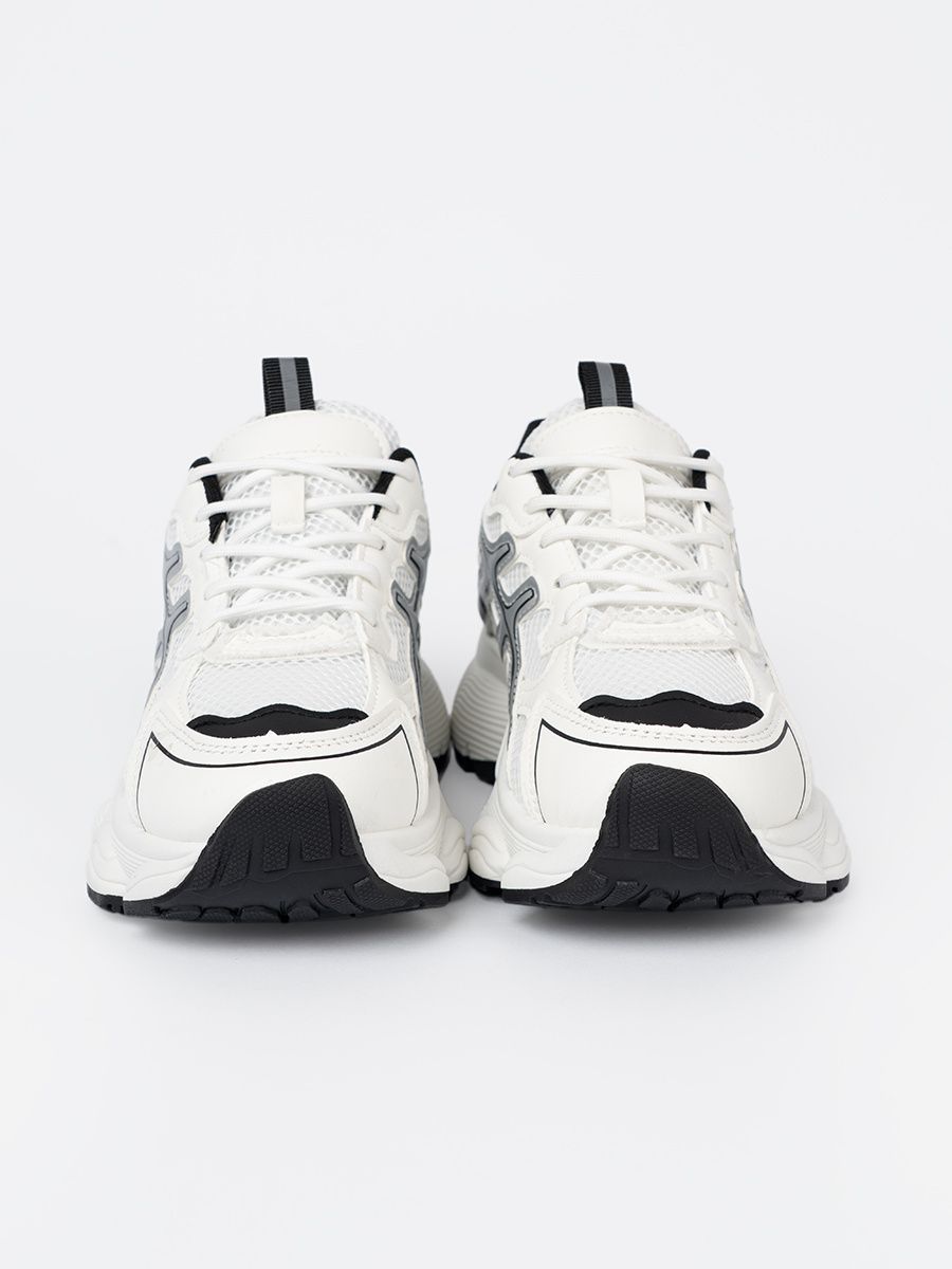 Black and White Comfortable Sneakers with Mesh