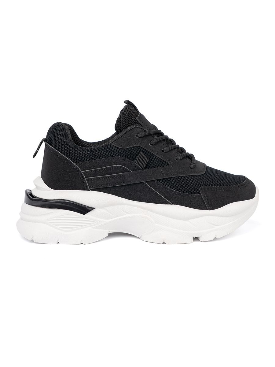 Black Sport Sneakers on Thick White Sole
