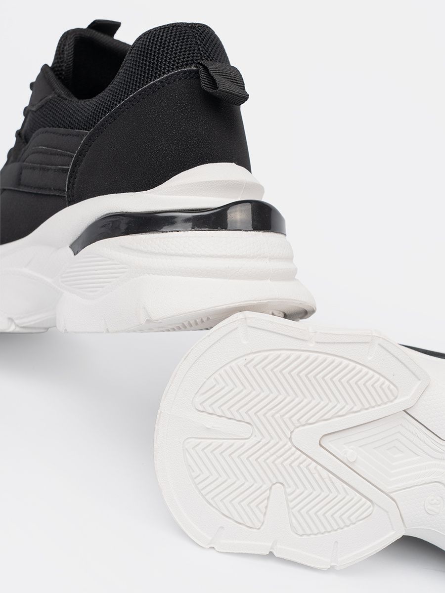 Black Sport Sneakers on Thick White Sole
