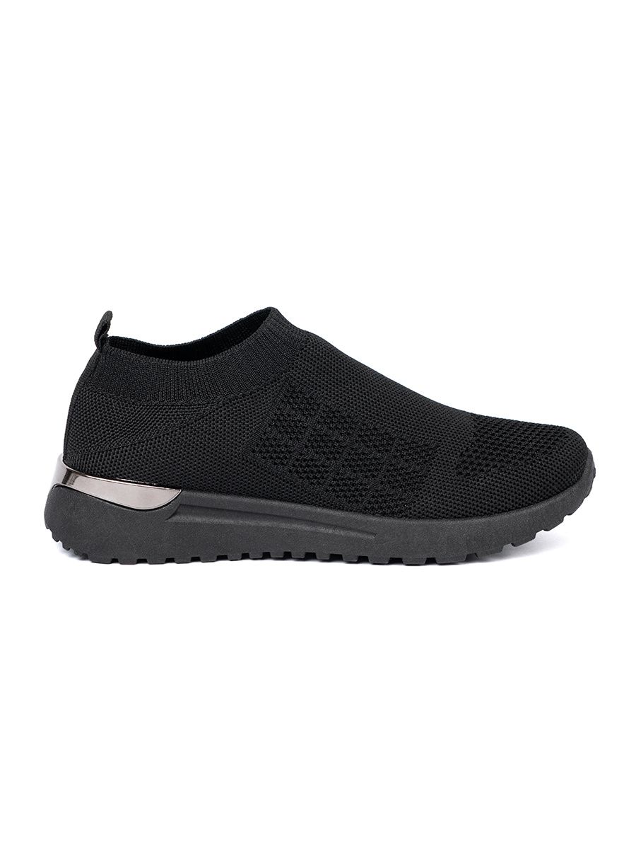 Black Sporty Slip-On Sneakers with Mesh Upper