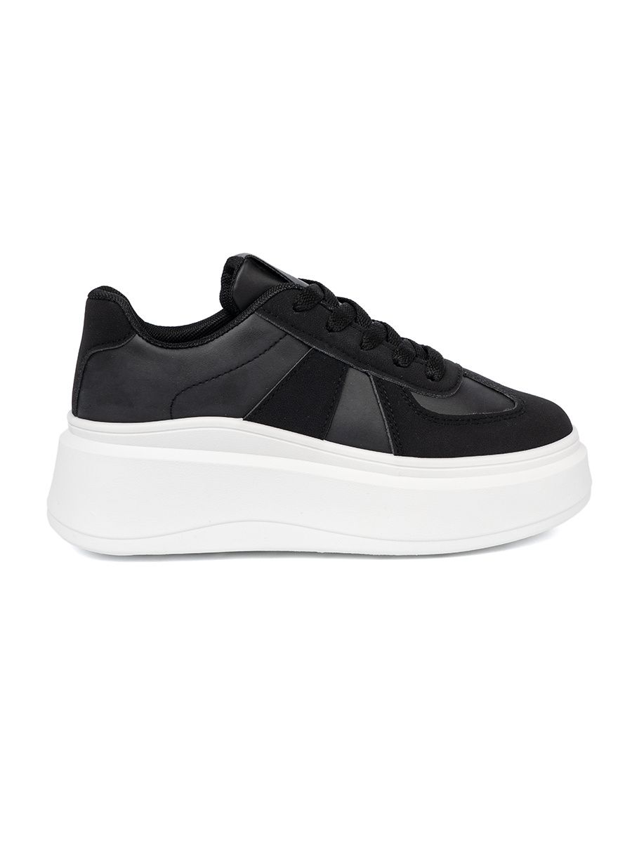 Classic Black Sneakers with Thick Sole