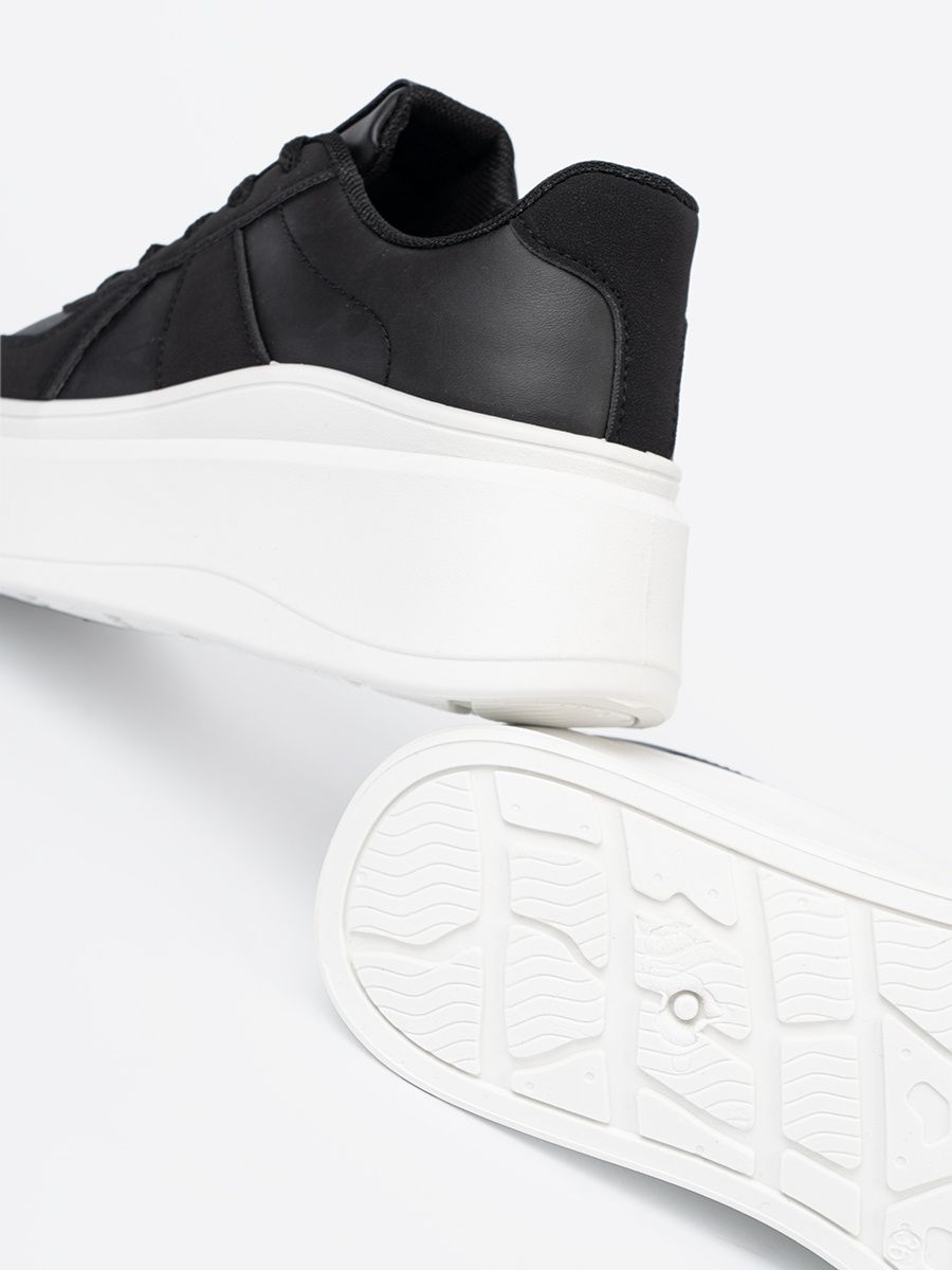 Classic Black Sneakers with Thick Sole