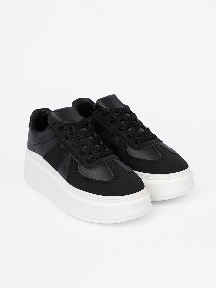 Classic Black Sneakers with Thick Sole