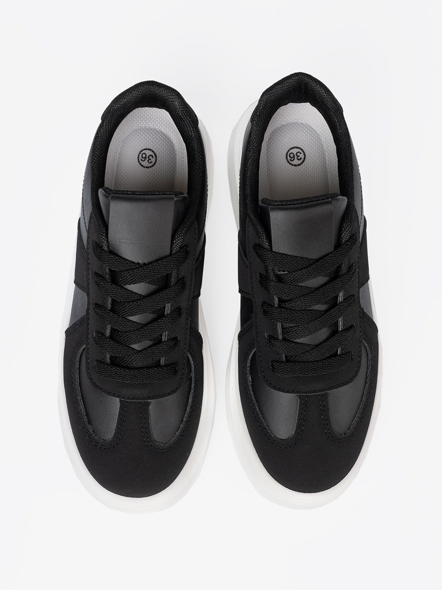Classic Black Sneakers with Thick Sole