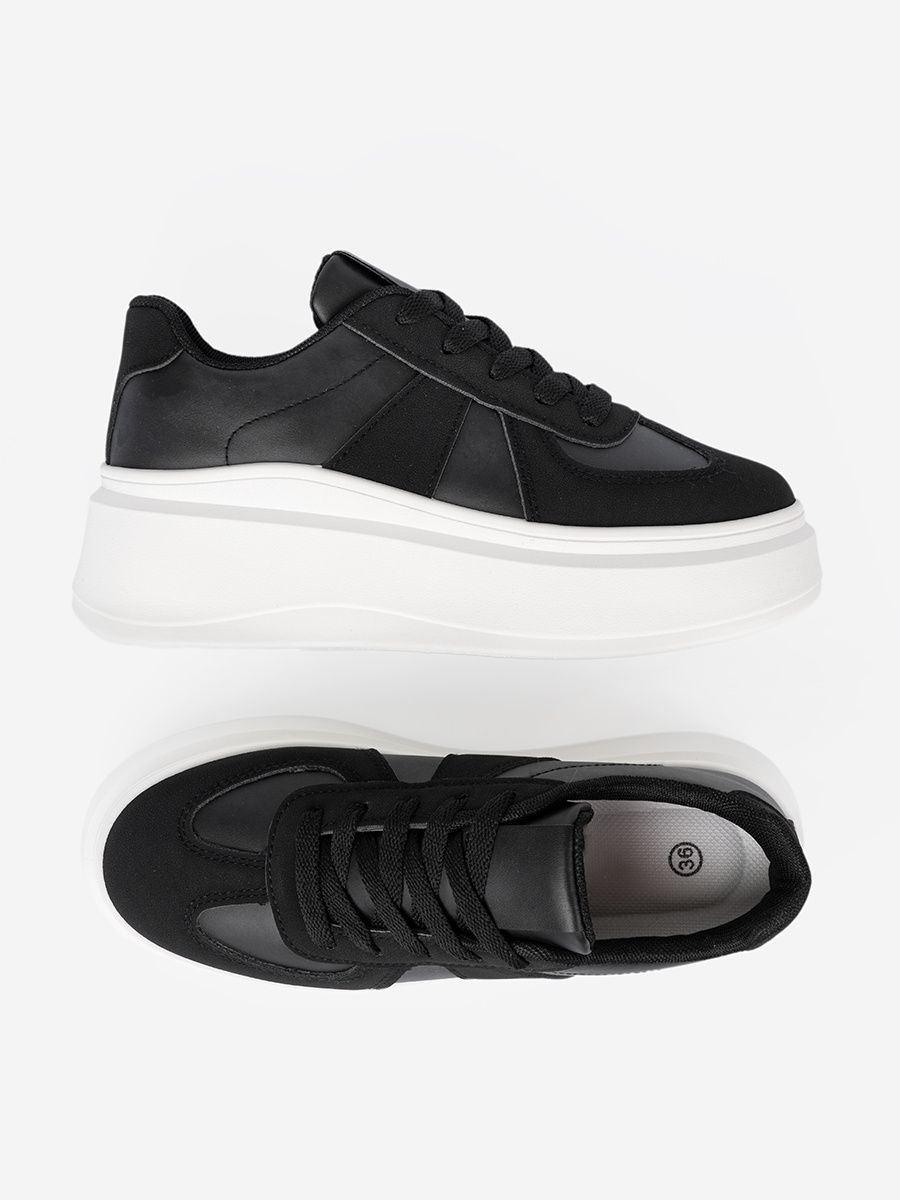 Classic Black Sneakers with Thick Sole