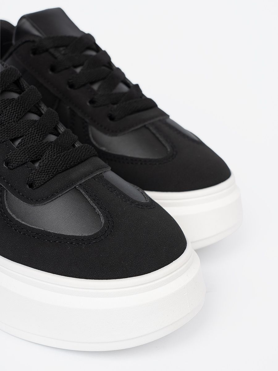 Classic Black Sneakers with Thick Sole