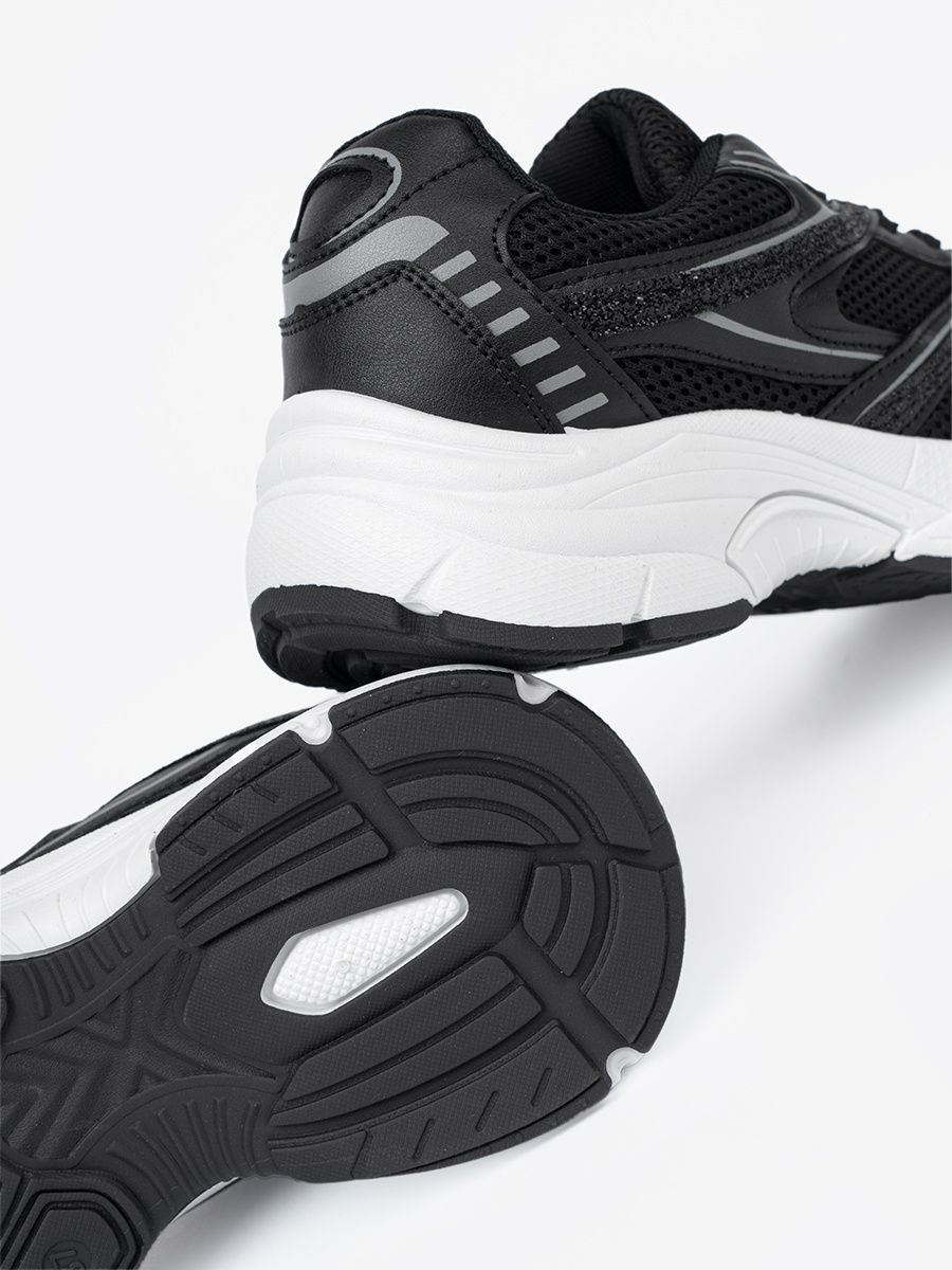 Black Sneakers with Mesh and White Sole