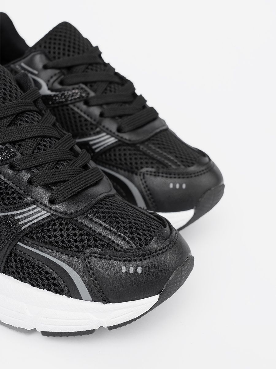 Black Sneakers with Mesh and White Sole