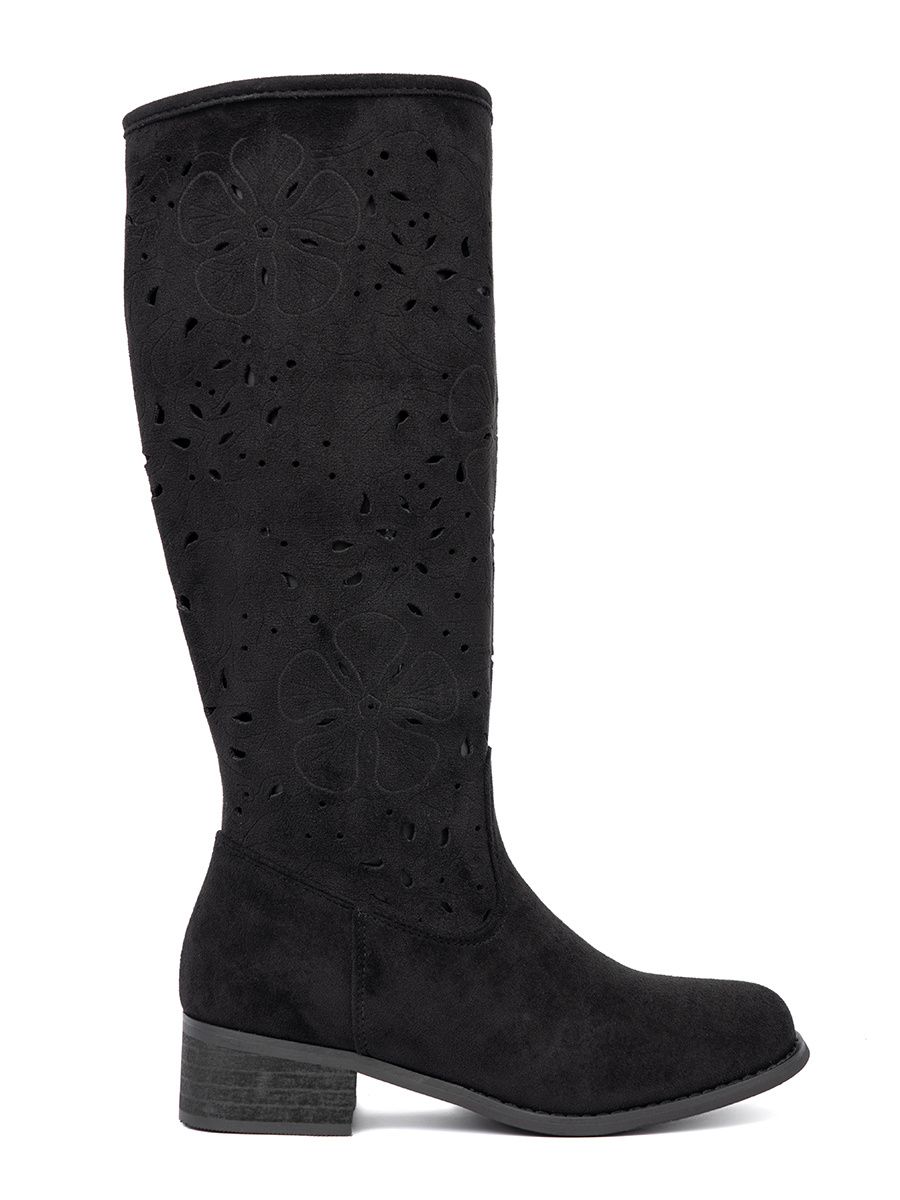 Black Suede Knee-High Boots