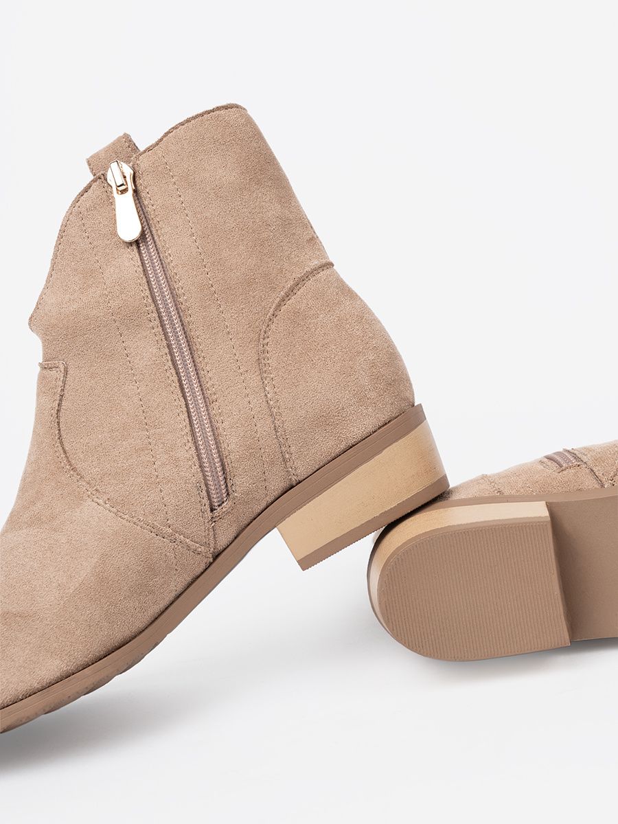 Beige Suede Ankle Boots