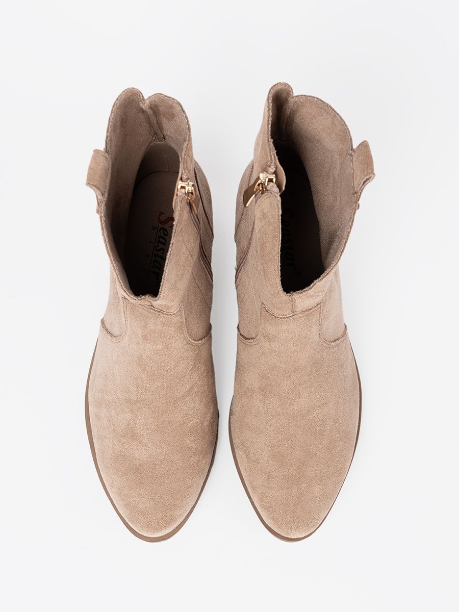 Beige Suede Ankle Boots