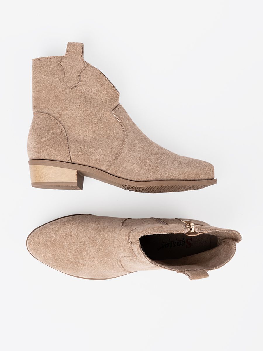 Beige Suede Ankle Boots