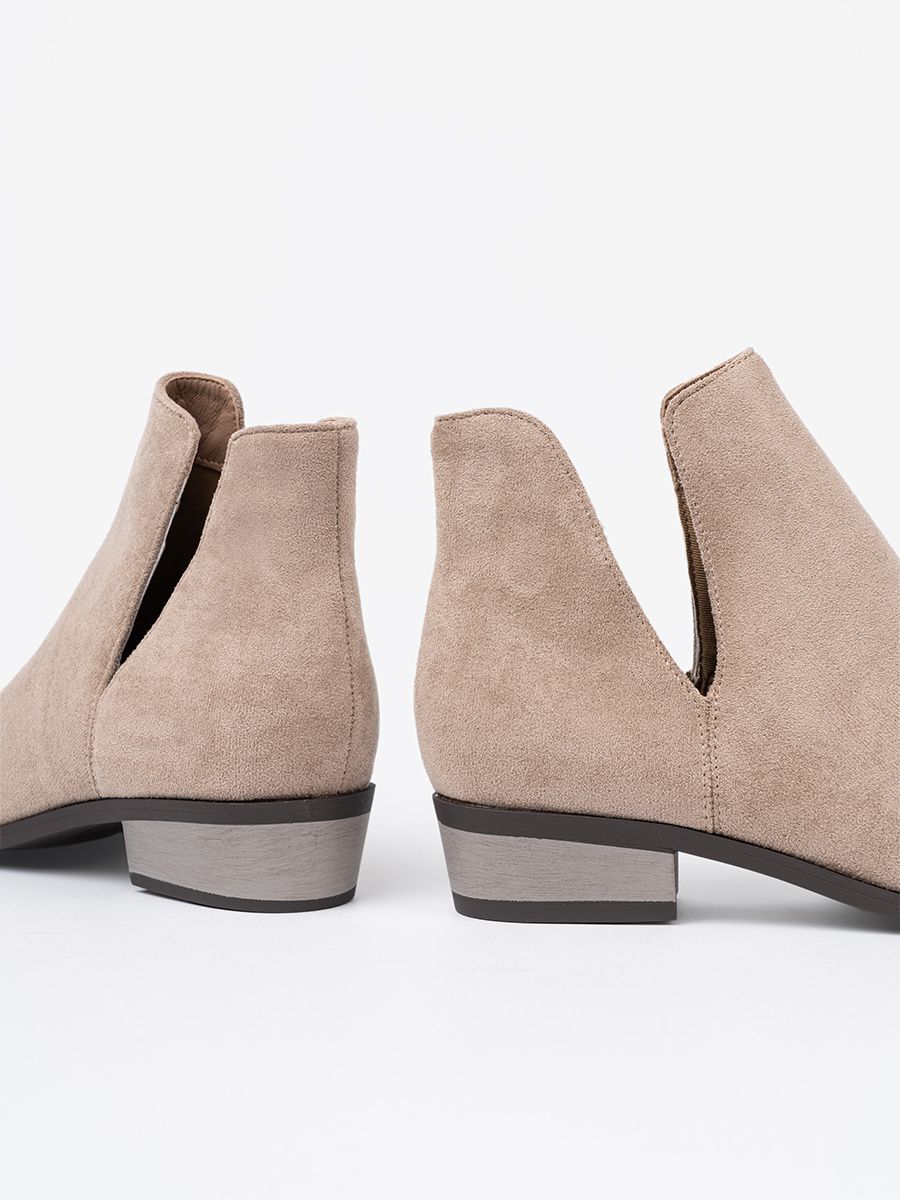 Beige Ankle Boots with Cutouts