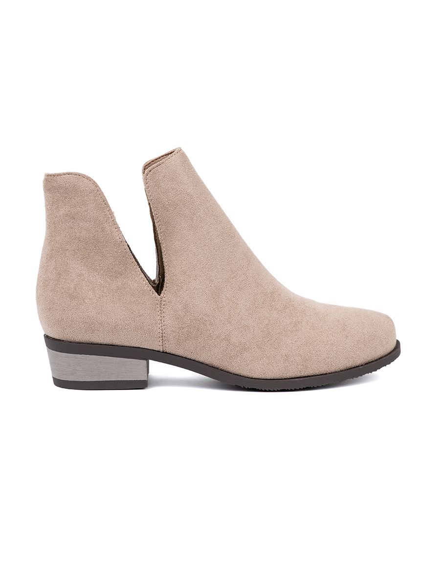 Beige Ankle Boots with Cutouts