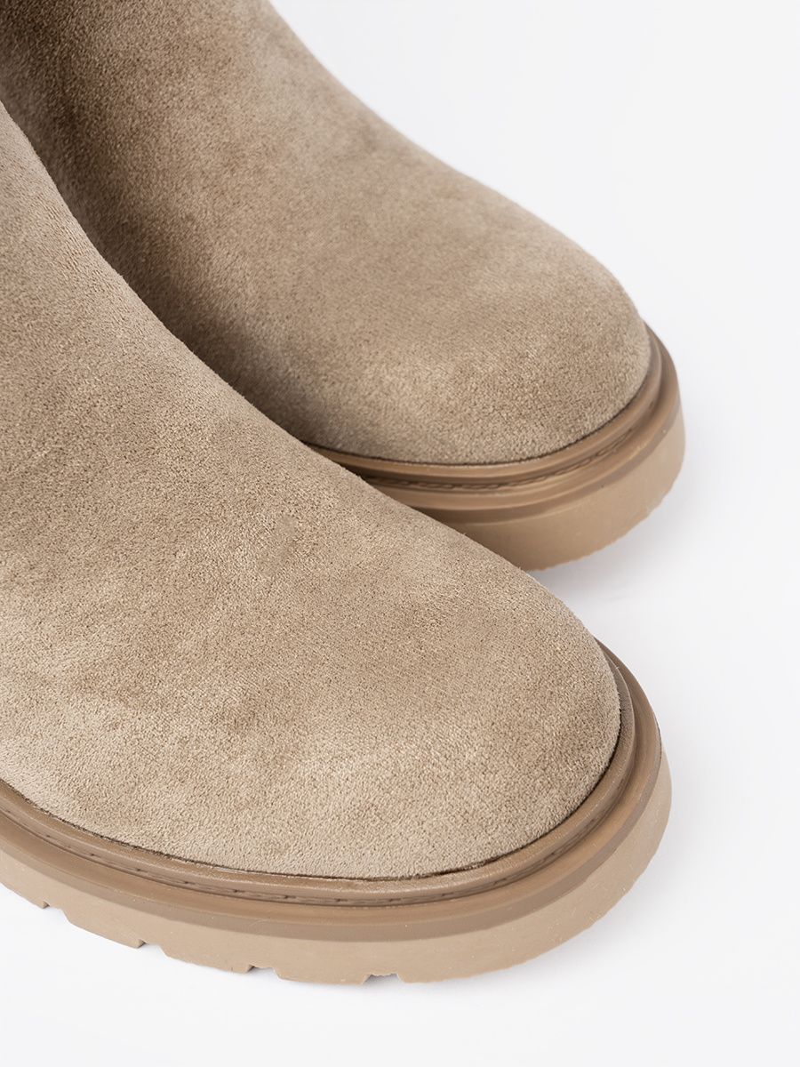 Beige Ankle Boots with Thick Sole