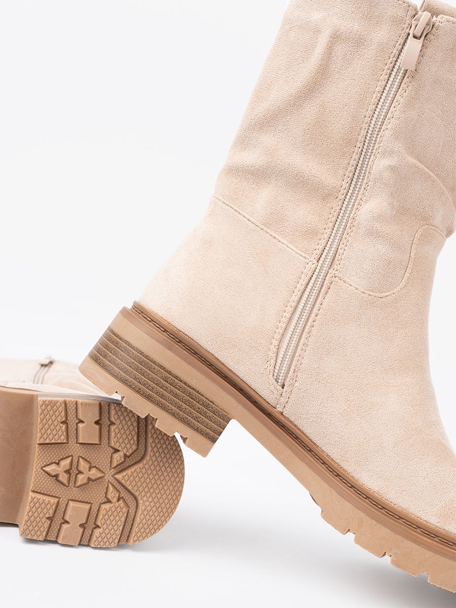 Modern Light Beige Ankle Boots with Simple Design