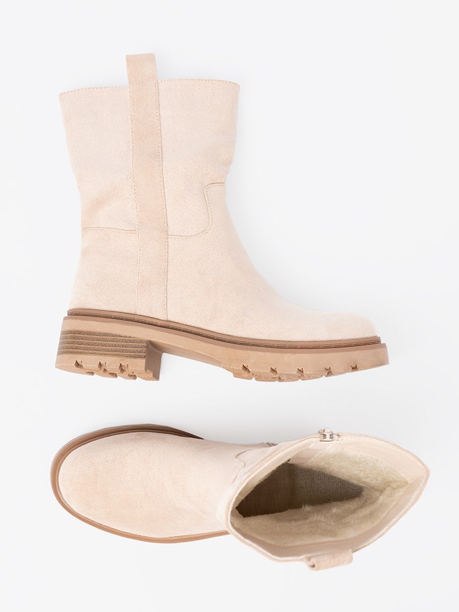 Modern Light Beige Ankle Boots with Simple Design