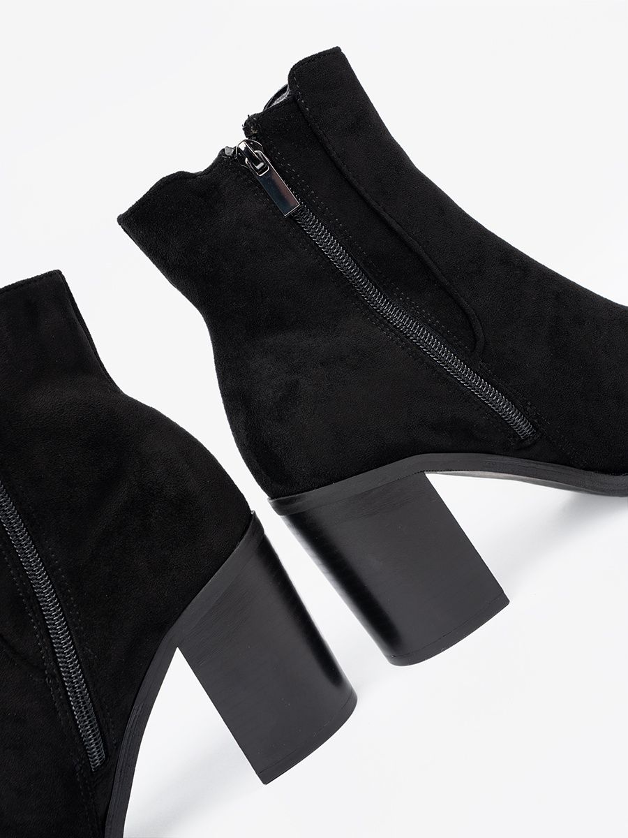 Black Suede Ankle Boots with Block Heel