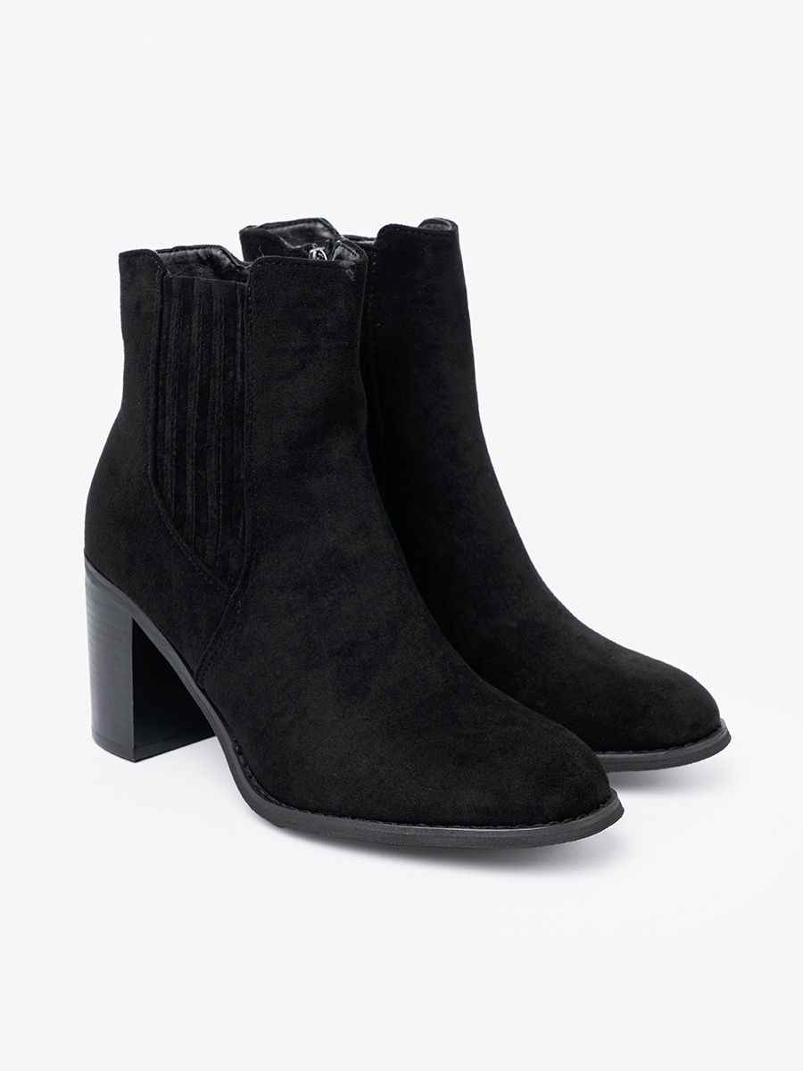 Black Suede Ankle Boots with Block Heel