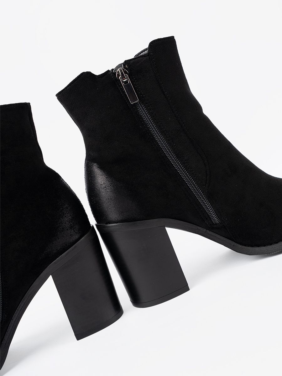 Black Suede Ankle Boots with High Heel
