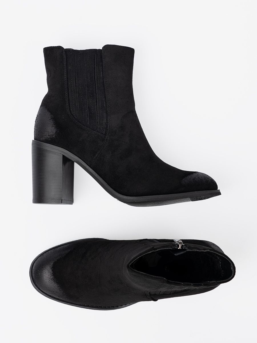 Black Suede Ankle Boots with High Heel