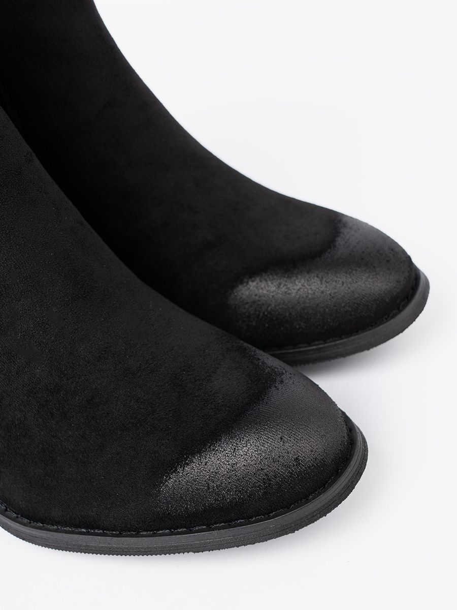 Black Suede Ankle Boots with High Heel