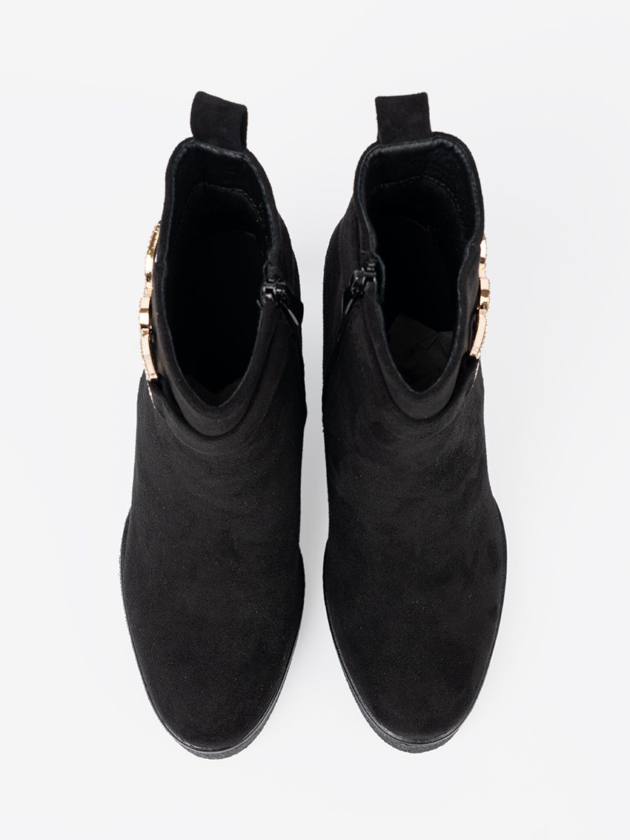 Black Suede Ankle Boots with Elegant Buckle