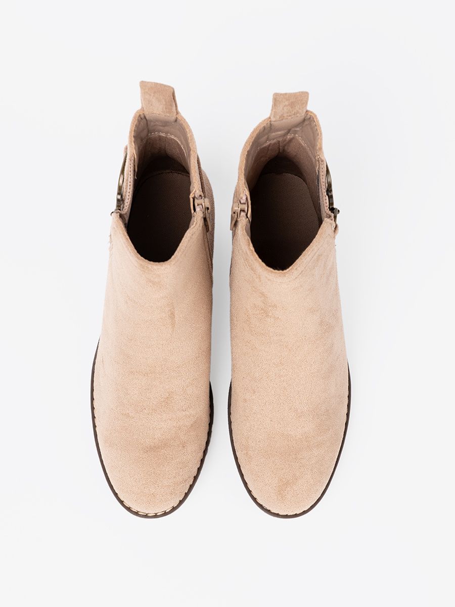 Beige Ankle Boots on Comfortable Low Wedge