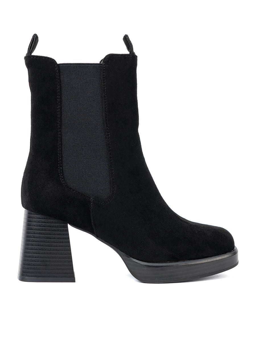 Elegant Ankle Boots with Block Heels and Elastic Inserts