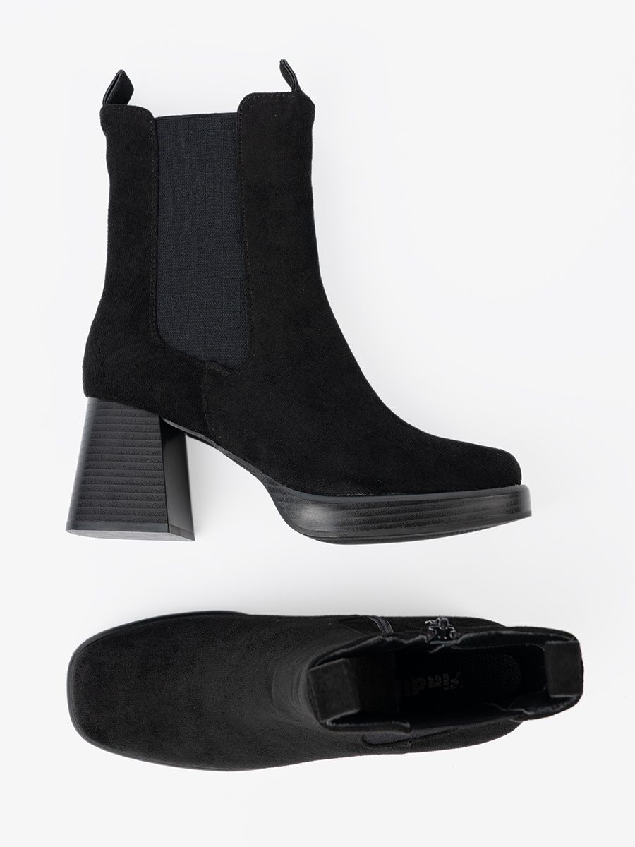 Elegant Ankle Boots with Block Heels and Elastic Inserts