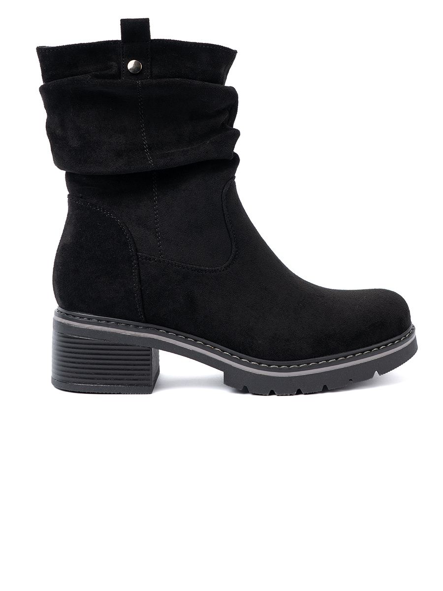 Black Ankle Boots with Decorative Ruching