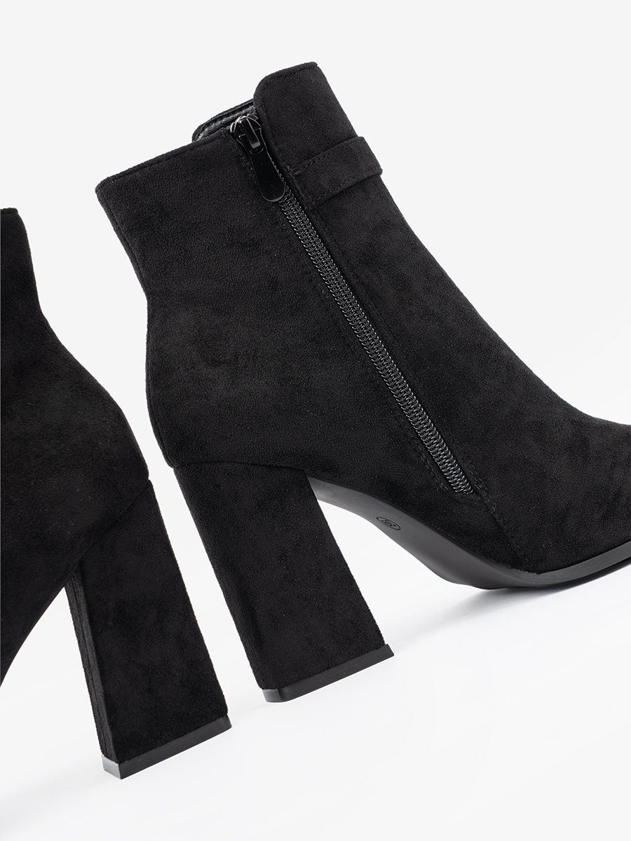 Elegant Black Ankle Boots with Jewelry Accent