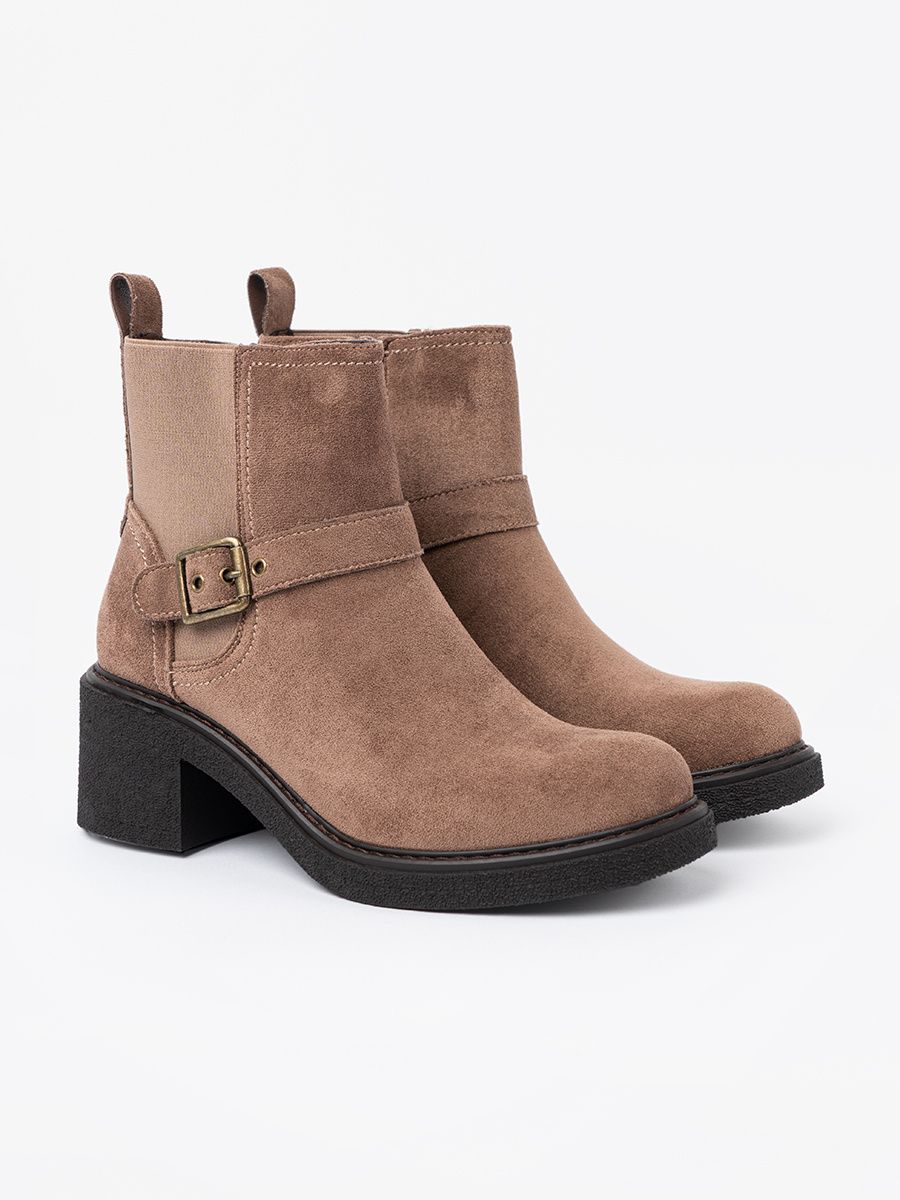 Stylish Beige Ankle Boots with Stable Heel