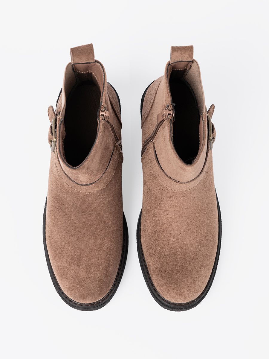 Stylish Beige Ankle Boots with Stable Heel