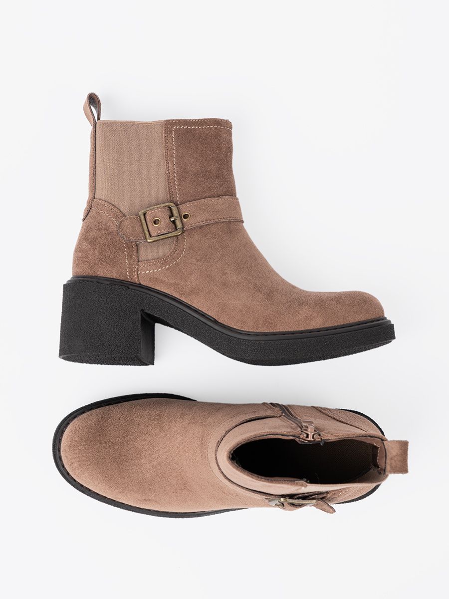 Stylish Beige Ankle Boots with Stable Heel