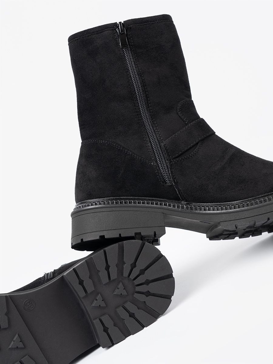Modern Black Ankle Boots with Silver Buckles