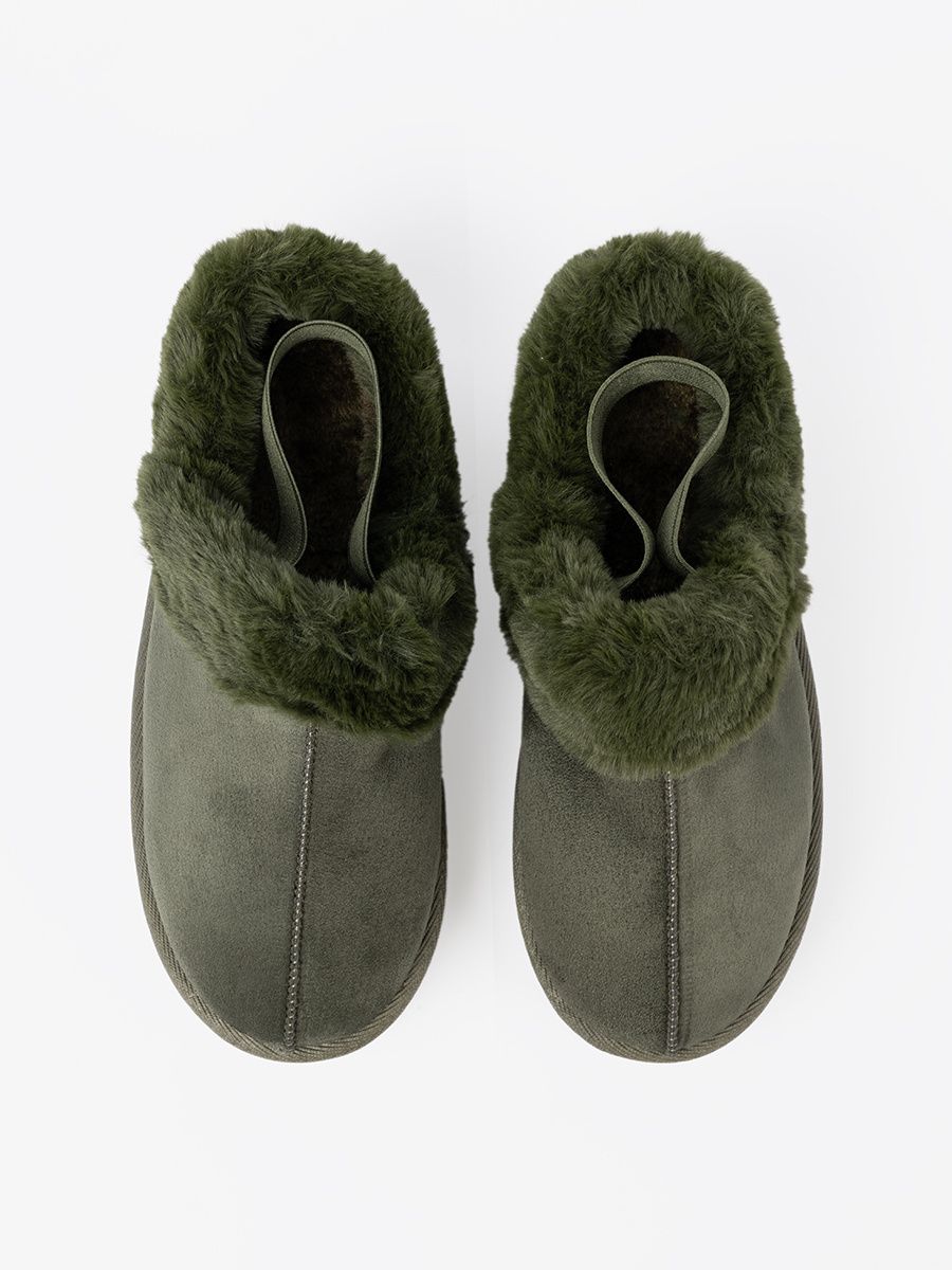 Dark Green Faux Fur Snow Boots