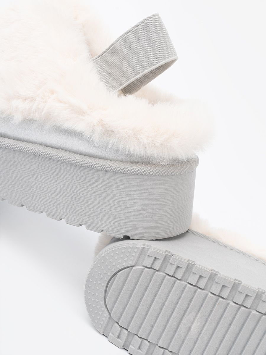 Silver Snow Boots with Fur and Platform