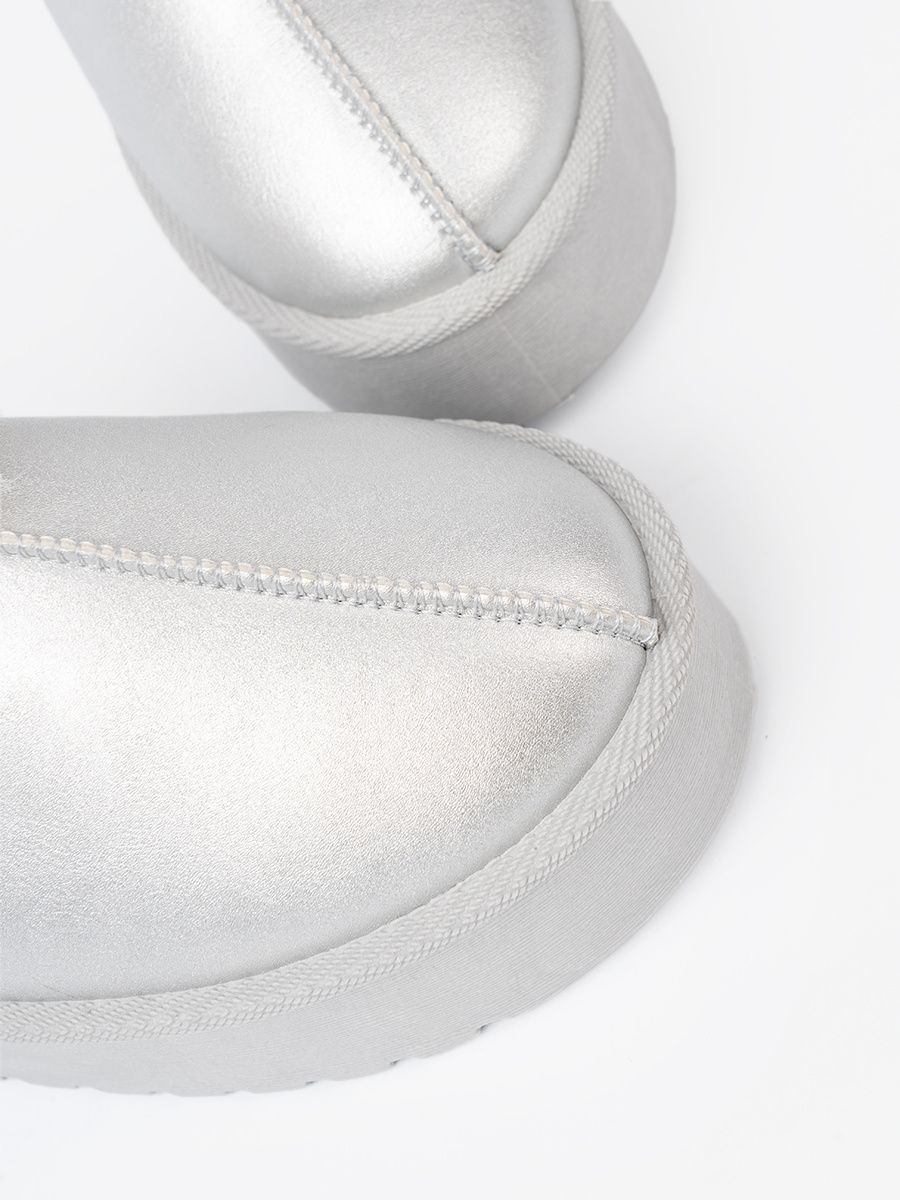 Silver Snow Boots with Fur and Platform