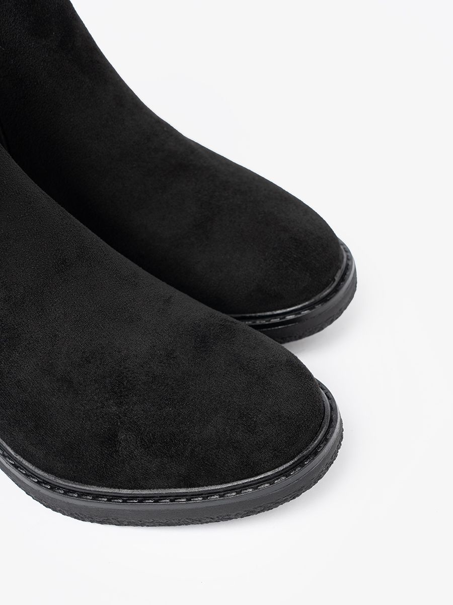Black Ankle Boots with Buckle on Stable Heel