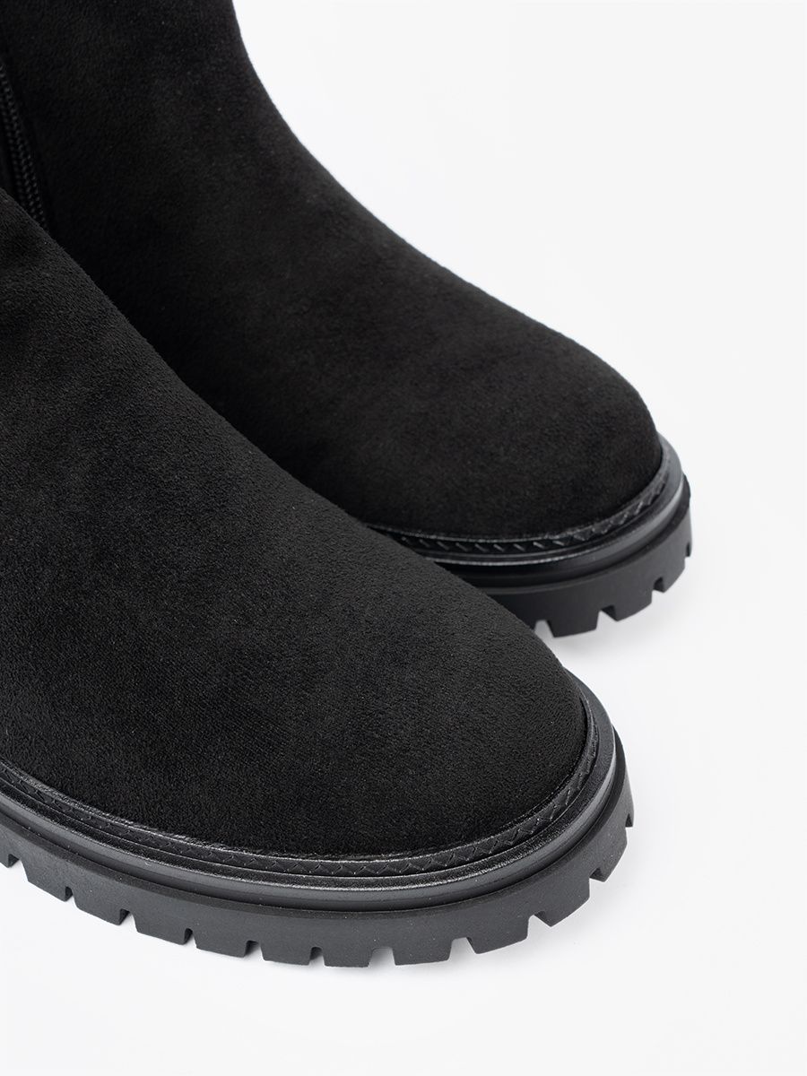 Classic Black Ankle Boots with Thick Sole