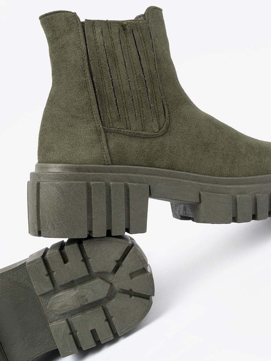 Green Ankle Boots with Elastic Inserts