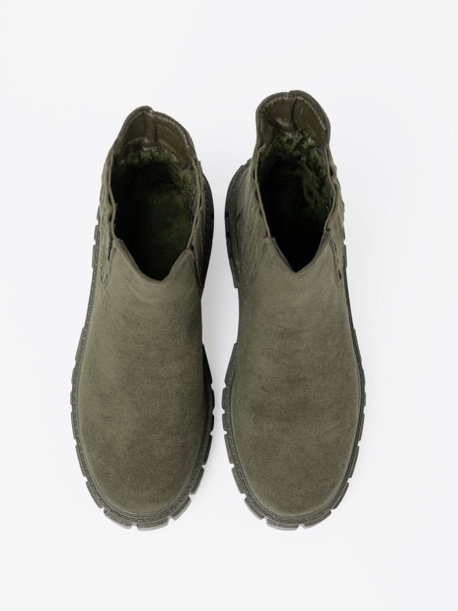 Green Ankle Boots with Elastic Inserts