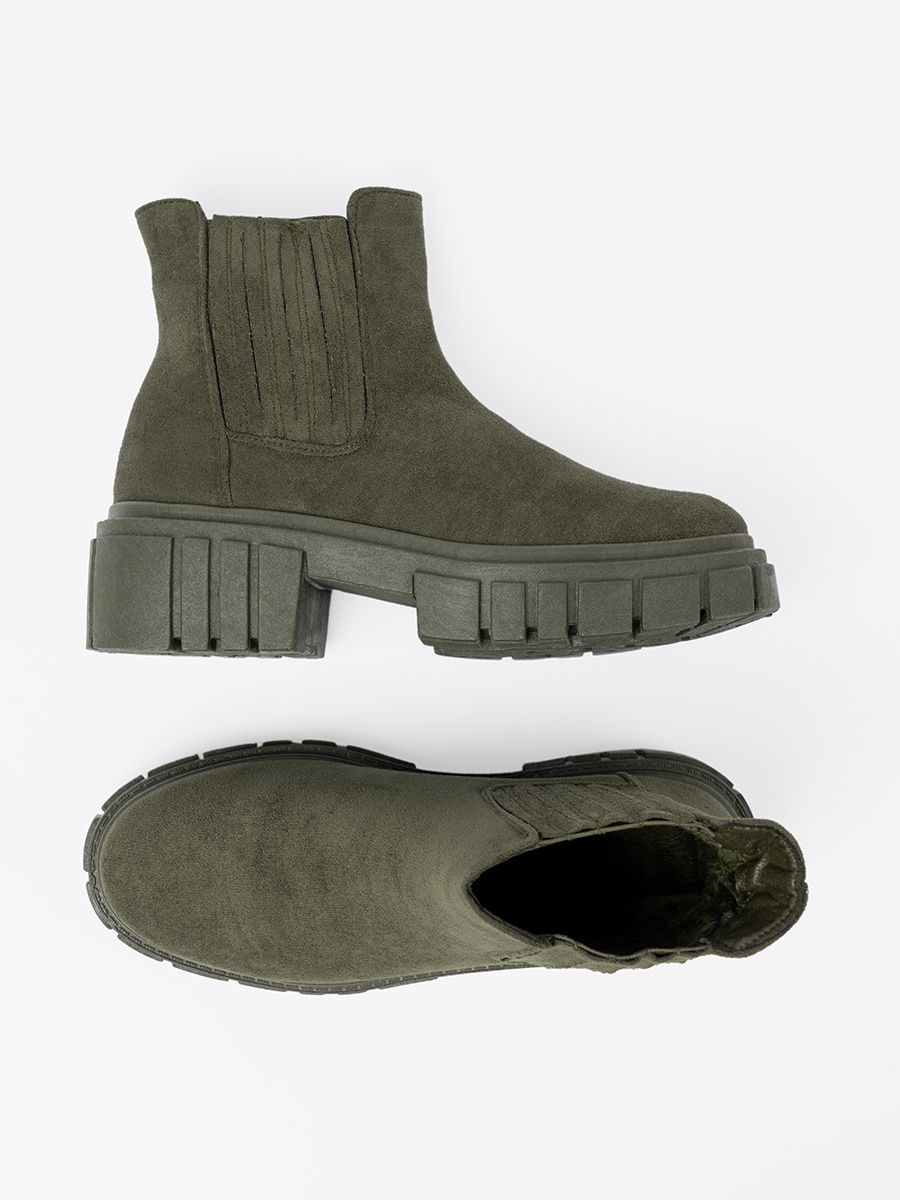 Green Ankle Boots with Elastic Inserts