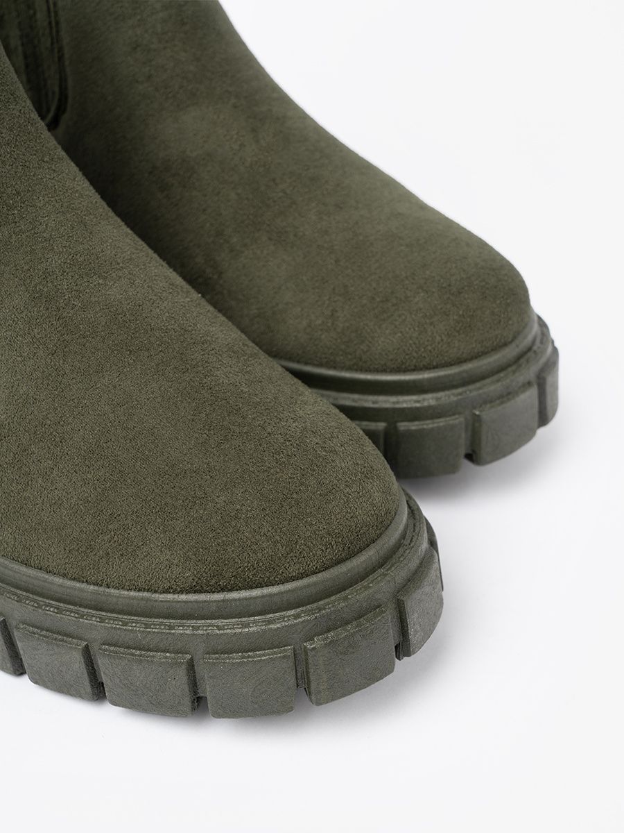 Green Ankle Boots with Elastic Inserts