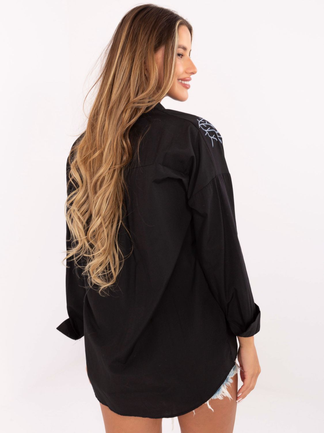 Black Oversize Shirt with Button Closure