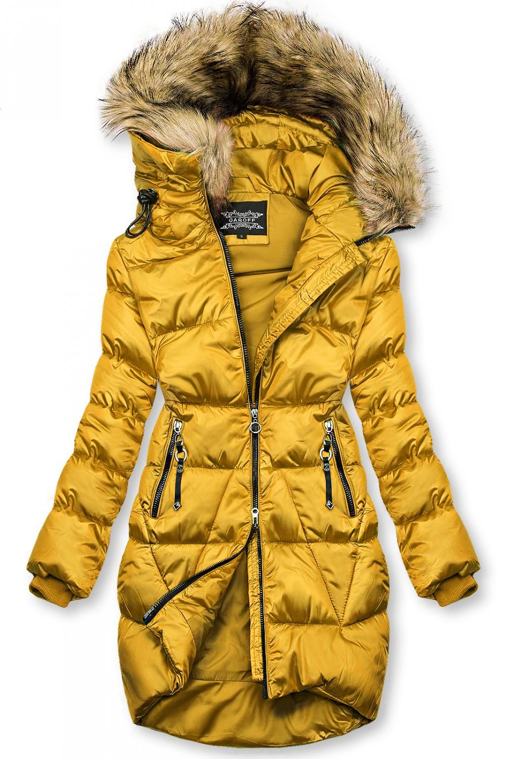 Mustard yellow shiny winter jacket