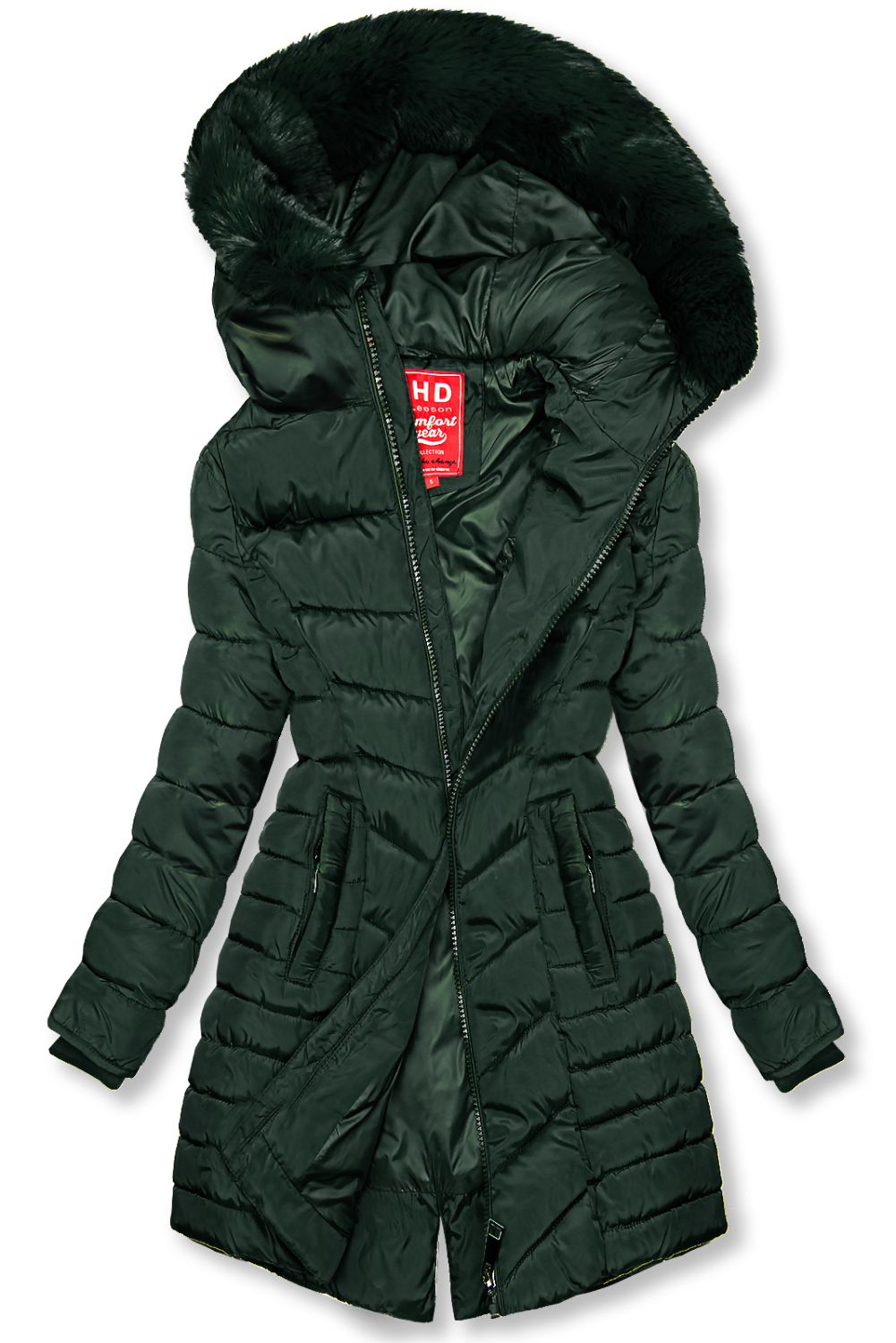 Dark green quilted jacket for autumn/winter