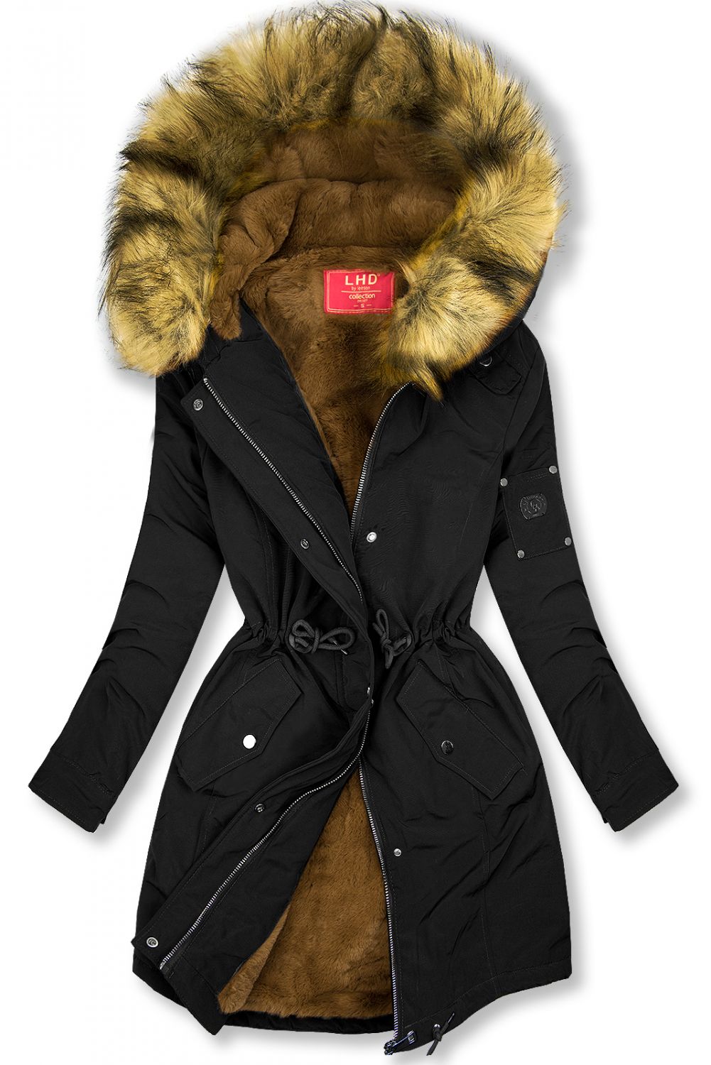 Winter parka jacket in black