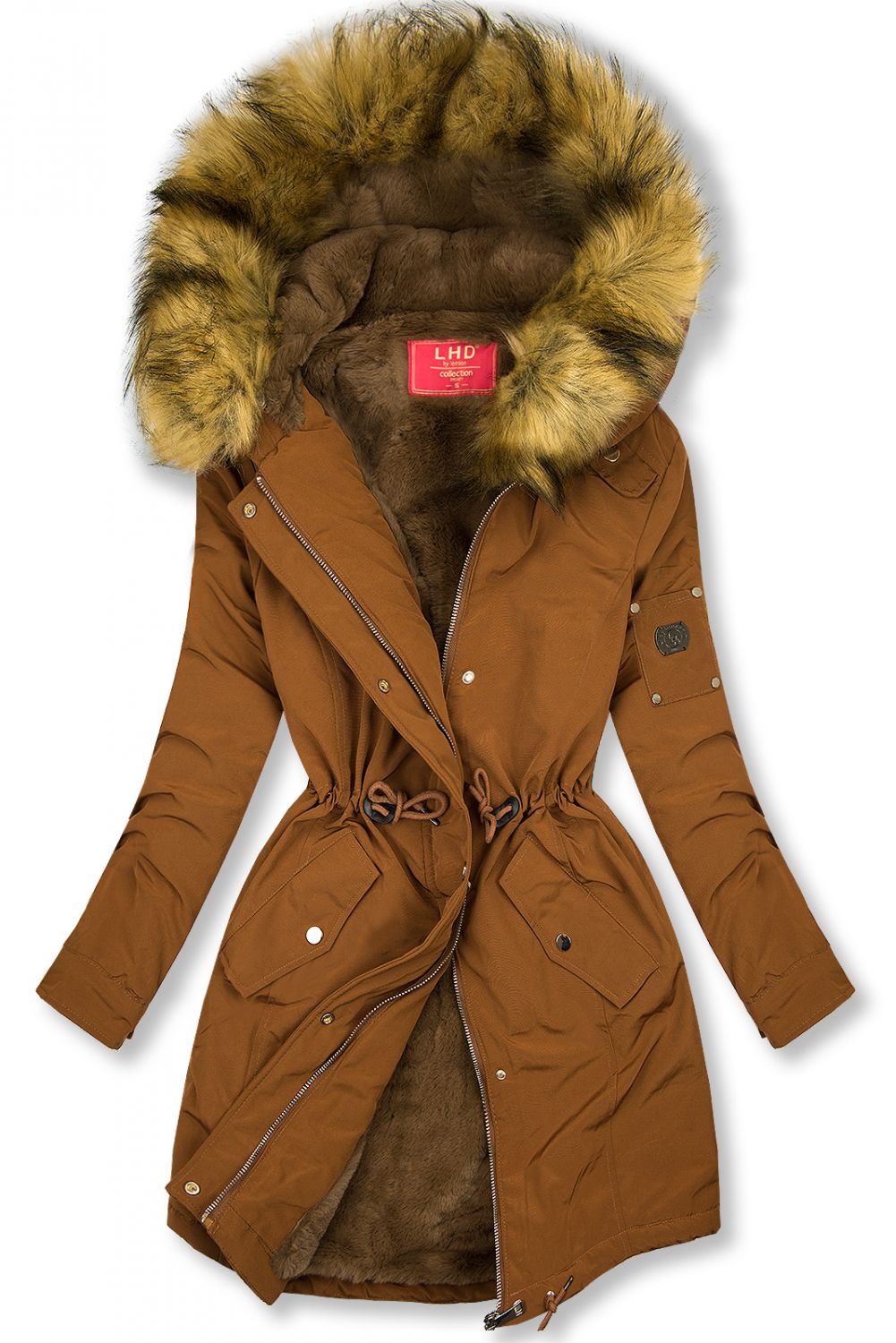 Winter parka jacket in brown